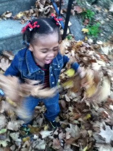 Quinn Having Fun in the Leaves