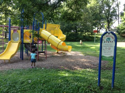 Quinn Ready to Try Out the Play Are for Ages five through twelve